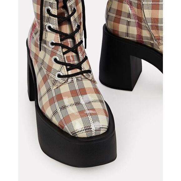 Larroude Plaid Ankle Boots with Black Soles - Picture 3 of 13